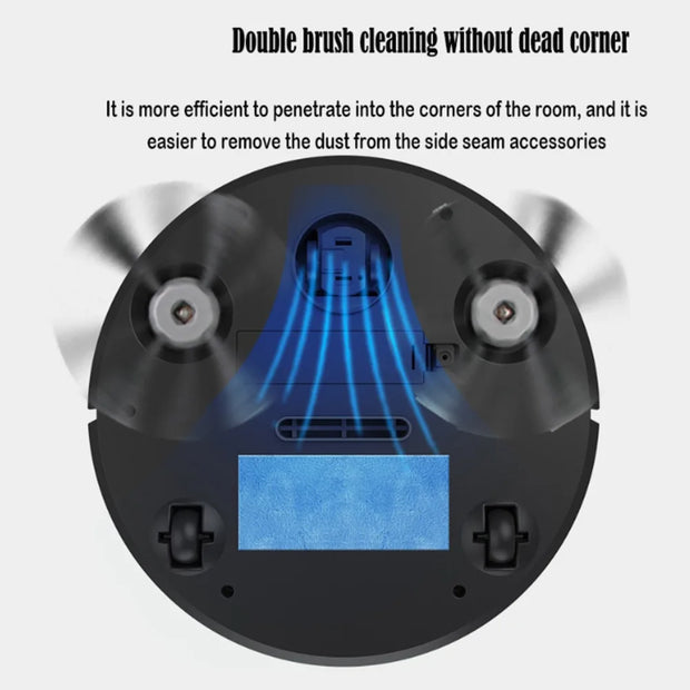 3-in-1 Robot Vacuum Cleaner USB Rechargeable 1000Pa Suction Automatic Cleaning Sweeping Machine for Pet Hair Carpets and Floors