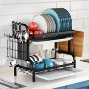 Kitchen Dish Bowl Drainer Storage Rack 1/2 Tiers Dish Chopsticks Knife Fork Water Cup Storage Rack Kitchen Counter Organizer