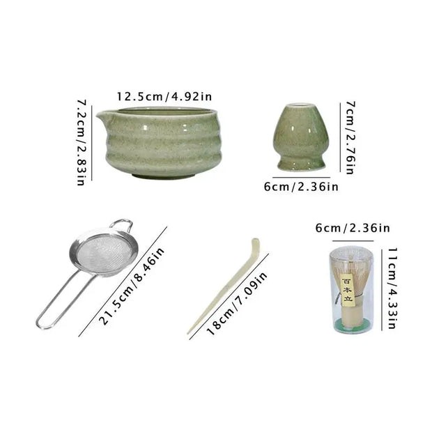 Japanese Tea Set 5-Piece Authentic Matcha Set Professional Matcha Whisk Set Matcha Kit For Matcha Lovers Novices Family Friends