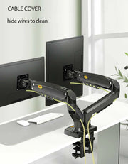 Desktop NB F160 + FP-2 Gas Spring Dual Arm for 17"-27" Monitor Holder + 10"-17" Laptop Support Air Press Mount Stand Load 2-9kg