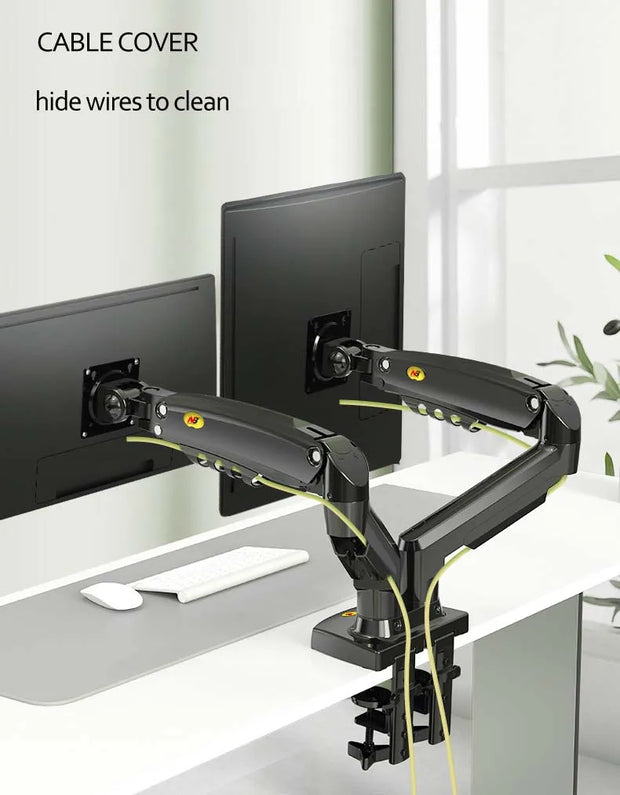 Desktop NB F160 + FP-2 Gas Spring Dual Arm for 17"-27" Monitor Holder + 10"-17" Laptop Support Air Press Mount Stand Load 2-9kg