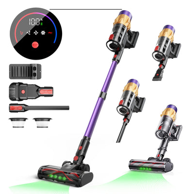 Cordless Handheld Vacuum Cleaner V18 Purple,45KPA,Touch Screen,Smart Dust Sensor, for Home Bed Carpet Clean 1.2L