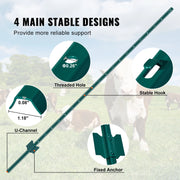 SucceBuy Fence Post T-Post Heavy Duty Metal Fence Post Sturdy Steel Fence Stakes for Garden Yard Lawn Farms Outdoor Wire Fencing