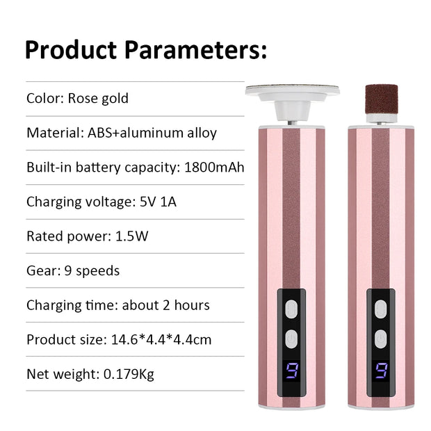 USB Rechargeable Electric Foot Care Callus Remover Nail Grinder Professional Foot Care File with replacement sandpaper tray