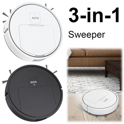 3-in-1 Robot Vacuum Cleaner USB Rechargeable 1000Pa Suction Automatic Cleaning Sweeping Machine for Pet Hair Carpets and Floors