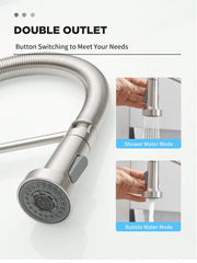 Kitchen Faucets Brush Brass Faucets for Kitchen Sink  Single Lever Pull Down Spring Spout Mixers Tap Hot Cold Water Crane 9009