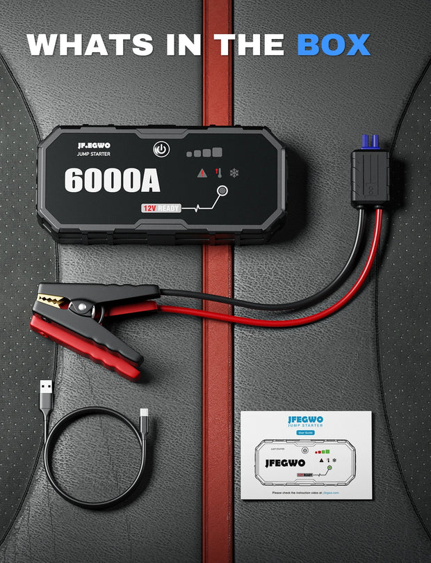 Car 6000A Portable 12V  Jump Starter Power Bank 12V Auto Battery Charger Booster Starting Device
