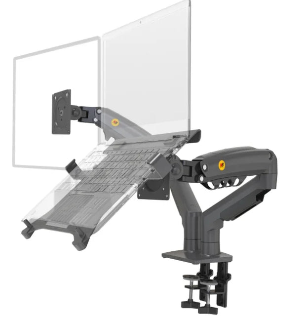 Desktop NB F160 + FP-2 Gas Spring Dual Arm for 17"-27" Monitor Holder + 10"-17" Laptop Support Air Press Mount Stand Load 2-9kg