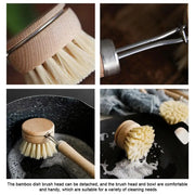 Kitchen Cleaning Brush Natural Bamboo Handle and Sisal Bristles Scrub Brush for Dish Cast Iron Skillet Pots Pans Pot Brush