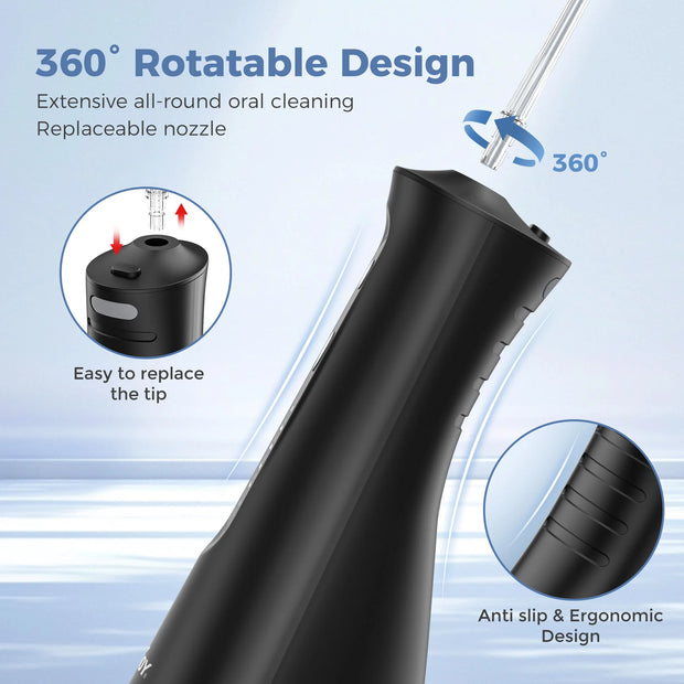 SEJOY Electric Dental Oral Irrigator Water Flosser Thread Teeth Pick Mouth Washing Machine 5 Nozzles 5 Modes USB Rechargeable