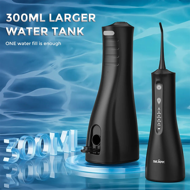 SEJOY Electric Dental Oral Irrigator Water Flosser Thread Teeth Pick Mouth Washing Machine 5 Nozzles 5 Modes USB Rechargeable