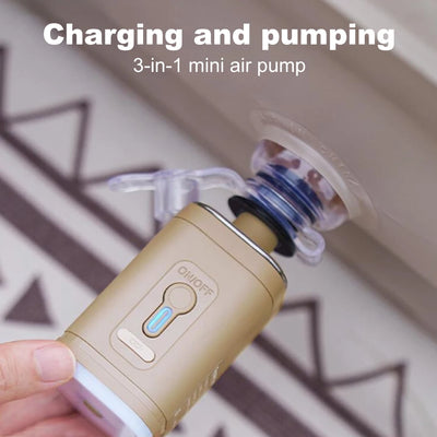 Electric Air Pump Air Mattress Pump USB Rechargeable Quick-Fill Inflator Pump with Camping Light with 5 Nozzles for Pool Floats