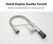 Kitchen Faucets Brush Brass Faucets for Kitchen Sink  Single Lever Pull Down Spring Spout Mixers Tap Hot Cold Water Crane 9009