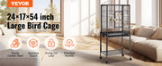 VEVOR 52/54 inch Standing Large Flight Bird Cage Carbon Steel Parakeets Cages with Rolling Stand and Tray for Cockatiels Parrots